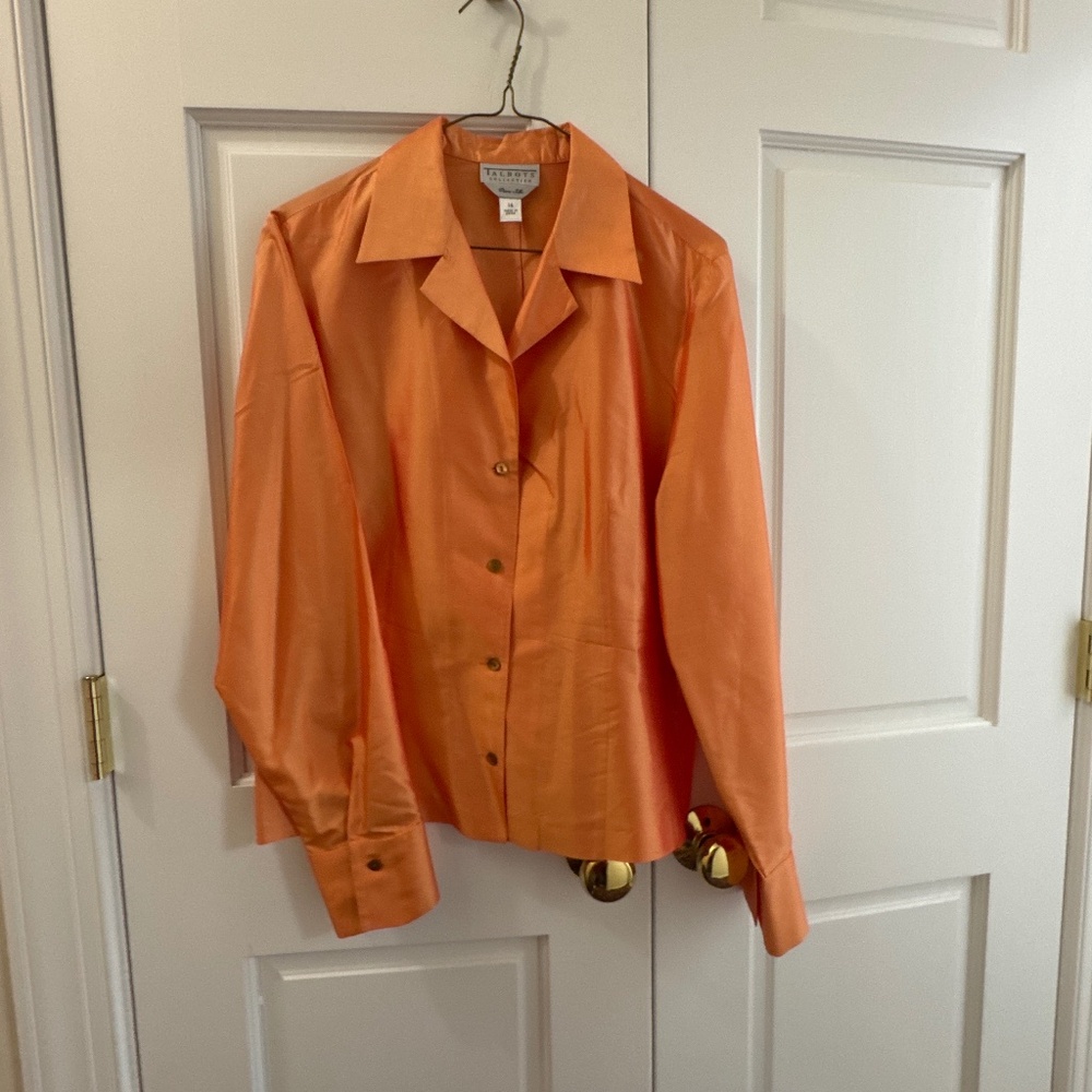 Talbots Collection 100% silk Shimmer Orange 14-excellent condition